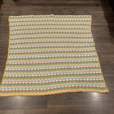 Vintage Handmade Crochet Granny Afghan Throw Blanket Pastel Multicolor 58"X 55"