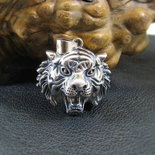 Solid 925 Sterling Silver Tiger Head Face Pendant, Spirit Animal Totem Jewelry