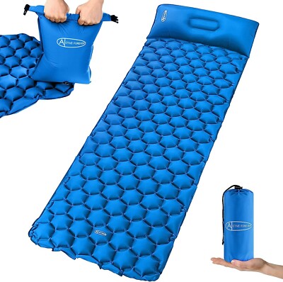 Selbstaufblasende Campingmatte, ultraleichte aufblasbare Isomatte mit Kissen, Wandern