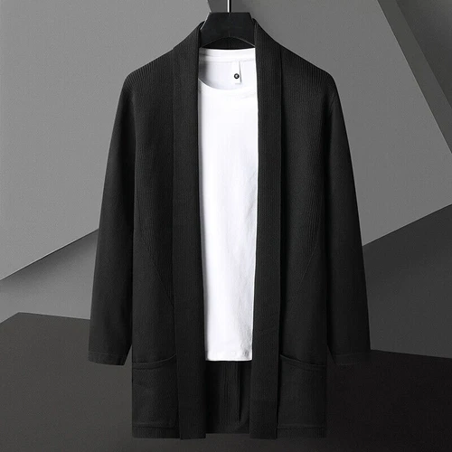 Cardigan Jacket Men's Autumn New Lapel Casual Tops Outwear Knitted Sweater Coat - Picture 5 of 25