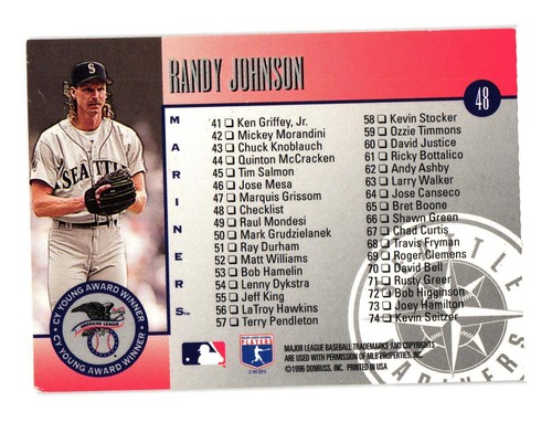 1996 Leaf #48 Greg Maddux / Randy Johnson - Picture 2 of 2