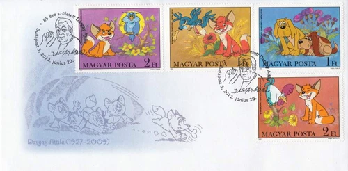 Hungary Born 85 Years Ago 2012 Cartoon Animation Owl Rooster (FDC)