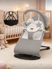 Portable Baby Bouncer Seat For 0-18 Months, Rocker Chair With Hanging Toys.