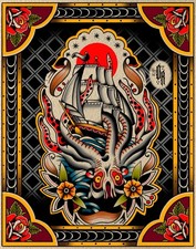 Tattoo flash Nautical 11x14 made in California 2026
