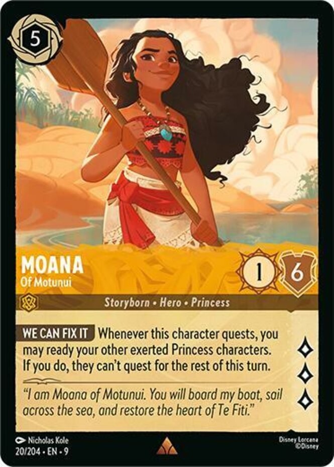x1 Moana - Of Motunui - 20/204 - Rare - Cold Foil Lorcana DLC09 Fabled M/NM