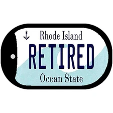 Retired Rhode Island Novelty Metal Dog Tag Necklace 2" x 1"