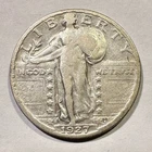 1927-S Standing Liberty Quarter Semi Key Date Nice Details Album Coin Cleaned