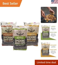 Wood Smoker Chips Variety Pack - 3 x 1.8 lb of Apple, Hickory & Mesquite