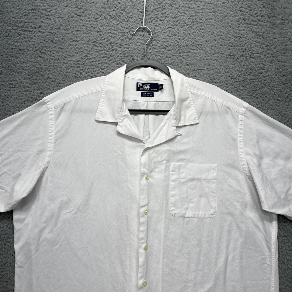 Camisa Polo Ralph Lauren De Colección Para Hombres XL Blanca Caldwell Algodón Campamento Años 90 Hong Kong Foto 3 de 4