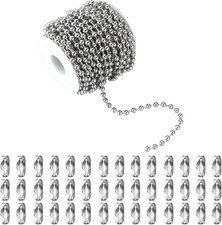 66Feet Ball Bead Chain Black Stainless Steel Dog Tag Chain with Matching Connect