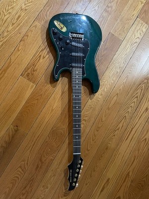 MU-STAR Electric Guitar Green Solid Body 6 String Black Pickguard Gold Hardware