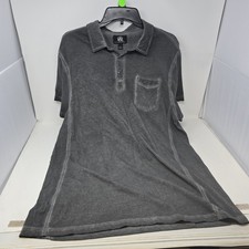 Rock Republic Mens Polo Shirt XLarge Gray Black Collared Dark Wash Look EUC