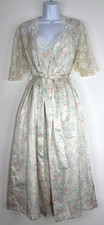 VTG Sara Beth Satin Poly Nightgown Robe Set Pink/Blue Floral Lace Bridal Small