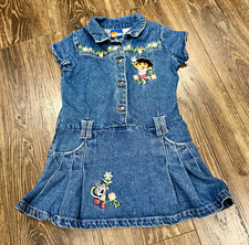 Vintage 2006 Nick Jr Dora the Explorer Denim Dress Girls 4T