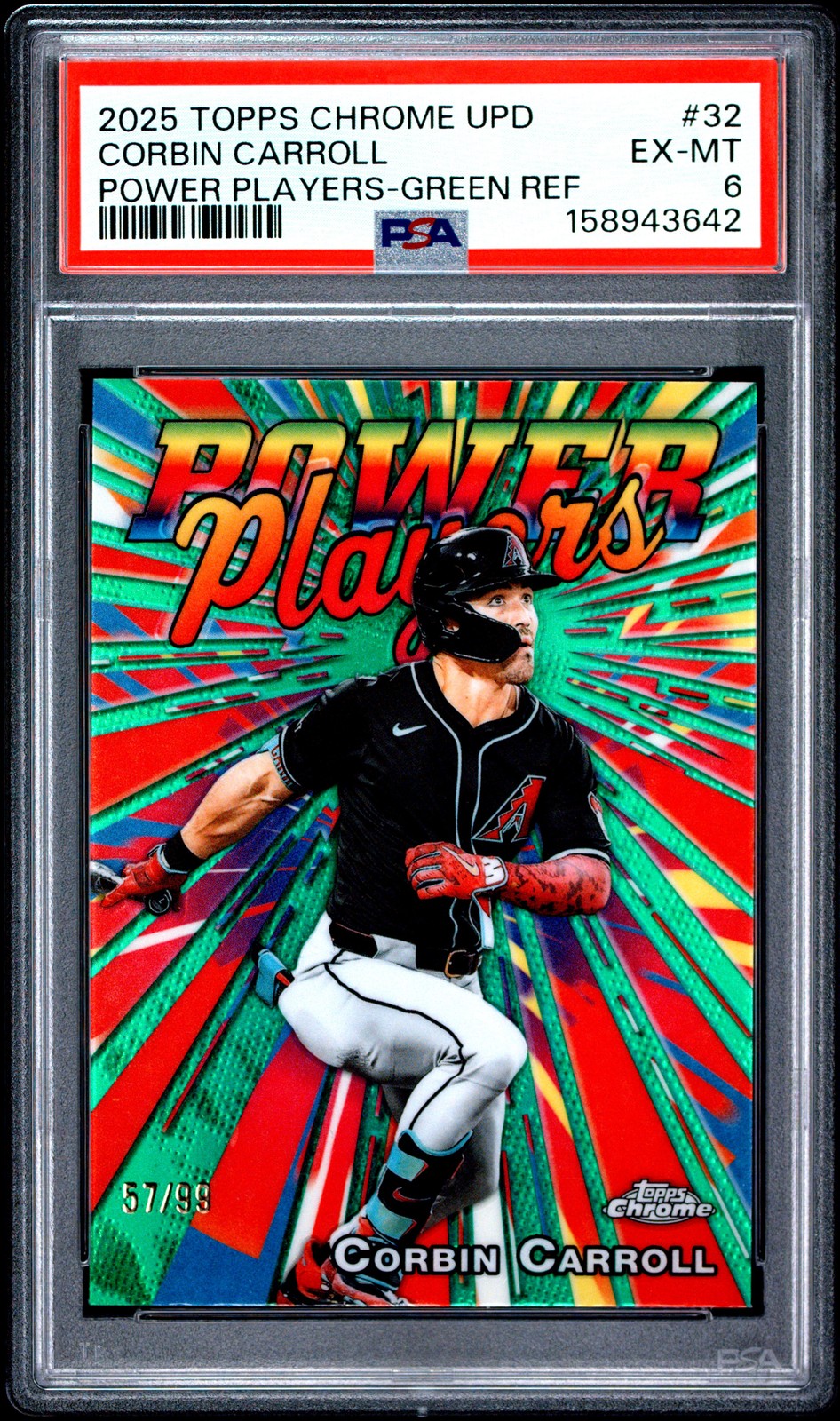 2025 TOPPS CHROME UPDATE POWER PLAYERS #32 CORBIN CARROLL 57/99 PSA 6 view 1