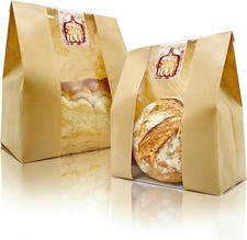 16x10x5 Extra Large Paper Bread Bags For Homemade Bread With Window Sticker 16x10x5 Extra Large Paper Bread Bags For Homemade Bread With Window Sticker