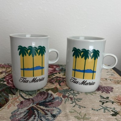 Vintage Schmidt Brasil Porcelana Tia Maria Espresso Coffee Mug Brazil Set of 2