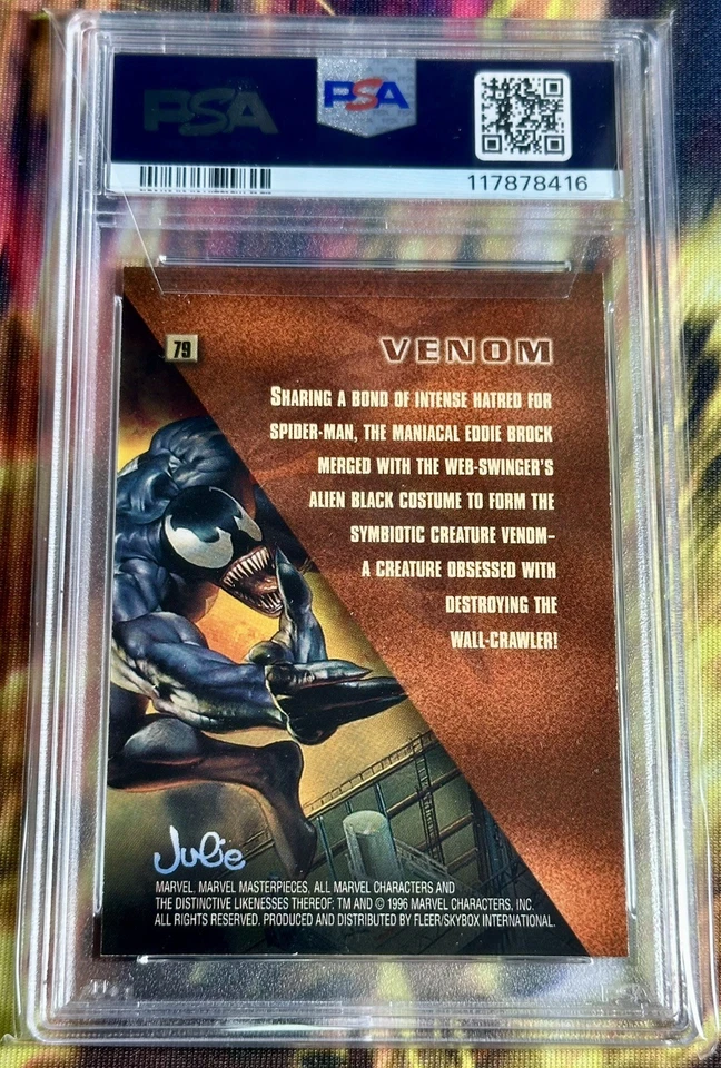 1996 Marvel Masterpieces VENOM PSA 9 #79 LOW POP Base Set Mint XMEN Spider Duels - Image 2 of 2