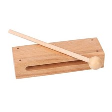 Solid Wood Rhythm Block with Mallet, Wood Block Musical Instrument, Percussion