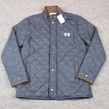 Peter Millar Suffolk Jacket Men's Medium Blue Quilted Wool Coat Golf Cup