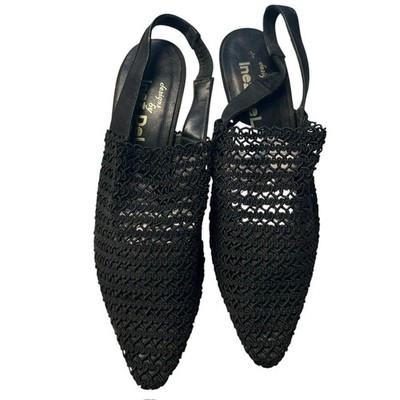 Inez De Lisa Size 8 Woven Macrame Slingback Heels Coastal Preppy Pointed Toe