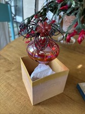 4.5" Katherine's Collection iridescent Pink GLASS ORNAMENT beaded Glitter