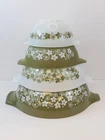 PYREX Green Spring Blossom Cinderella Crazy Daisy Nesting Mixing Bowls 441-444
