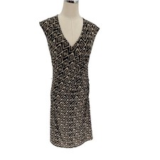 Lauren Ralph Lauren Dress Women's Size Medium Brown Geometric Sleeveless Midi