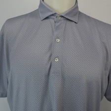 Johnnie-O Golf Polo Shirt Performance Men's Large Gray Blue Geometric Casual
