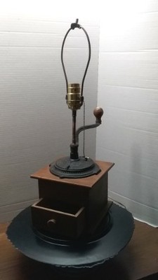 Vintage Coffee Grinder converted to table lamp cast iron Handle Very Nice 