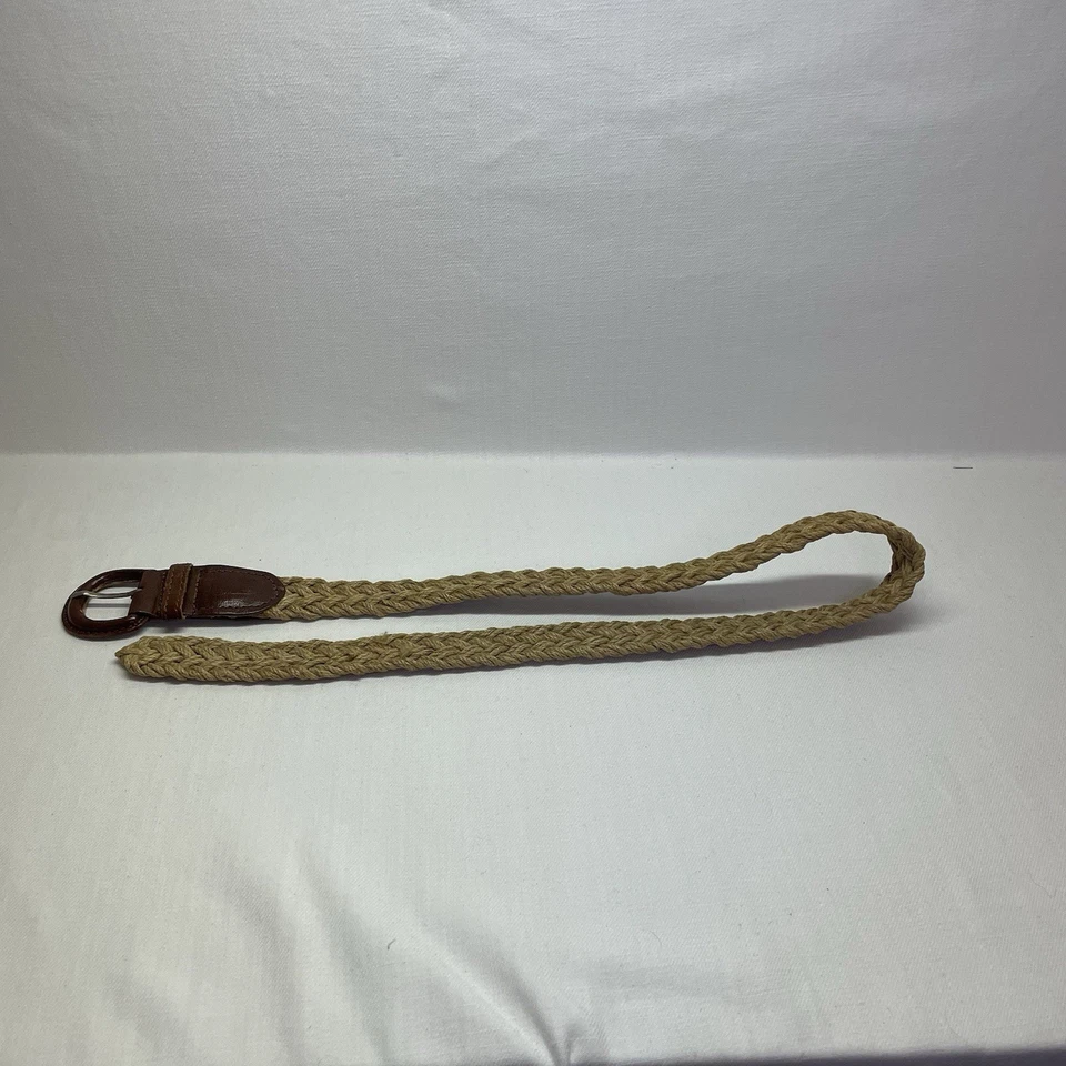 Cinturón trenzado de yute tostado Ann Taylor Loft para mujer 8055 talla pequeña hebilla de cuero Foto 2 de 4