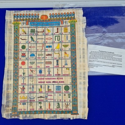 Ägyptischer Papyrus Hieroglyphen authentisch handbemalt Sammlerstück 16x12 Zoll