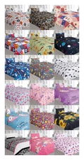 TWIN OR FULL KIDS BED SHEET SET PRINTED DESIGN MICROFIBER FLAT FITTED SHEET