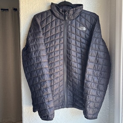 The North Face Boys XL Puffer Jacket Black ThermoBall Quilted Full Zip EUC