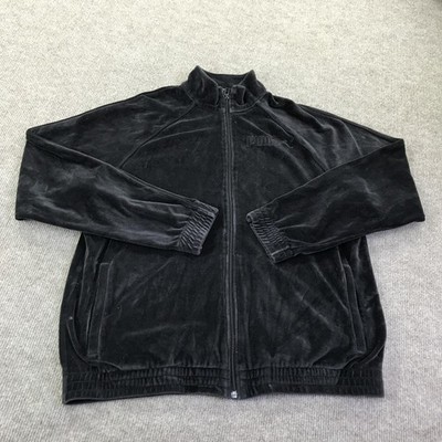Puma Track Jacket Mens Large Black Velour Full Zip Sportlifestyle Athletic