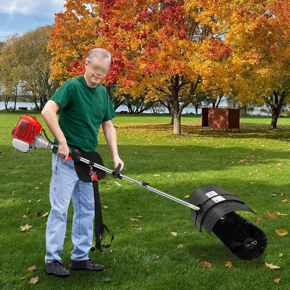 Heavy Duty 2 3HP Power Sweeper 52cc Handheld Gas Powered Broom