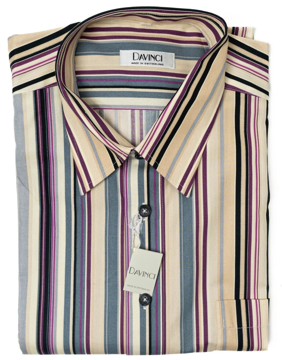 DaVinci Cotton Striped Casual Button-Down Shirts for Men for sale
