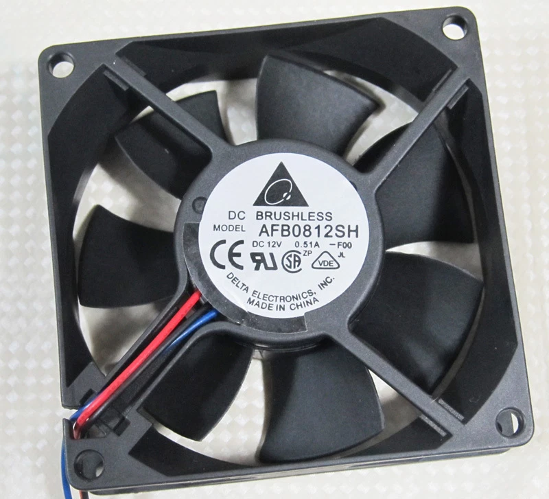 Delta AFB0812SH 80x80x25mm 80mm 8025 12V 0.51A 46CFM DC Brushless Cooling Fan - Image 2 of 3