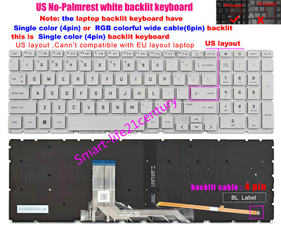 New white US Backlit Keyboard For HP Victus 15-FA 15-FB TPN-Q278 TPN-Q279 laptop