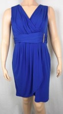 Womens NWT Spense Royal Blue Sleeveless Wrap Dress Silver Accent Plus Size 20W