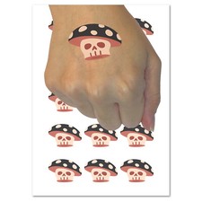 Poison Skull Mushroom Temporary Tattoo Water Resistant Fake Body Art Set