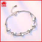 Women‘s 925 Sterling Silver Stars Foot Ankle Bracelet Double Chain Anklet A18