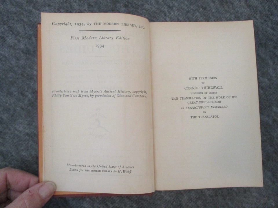 1934 THE COMPLETE WRITINGS OF THUCYDIDES *RARE* FIRST MODERN LIBRARY HC w/ DJ - Image 3 of 4