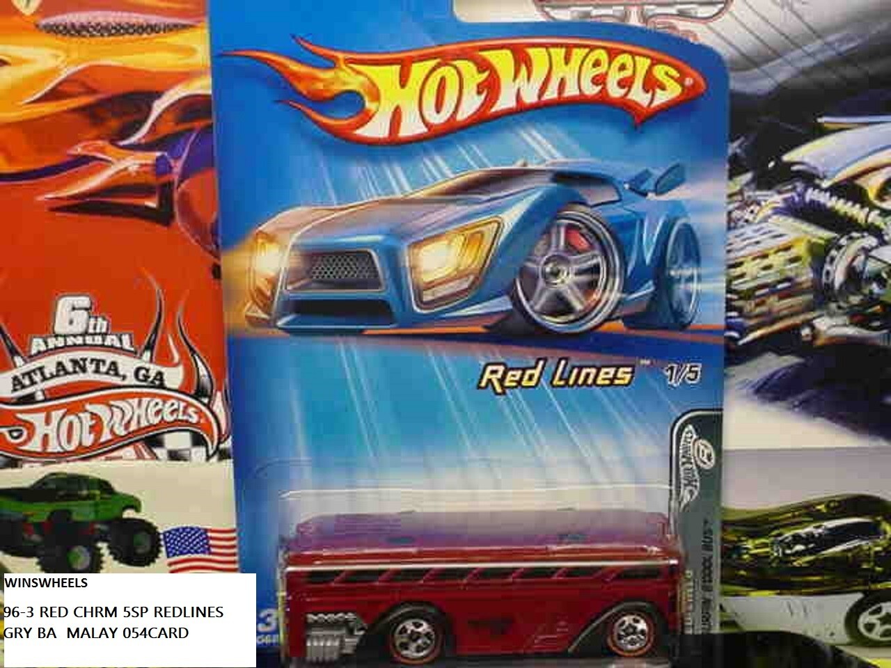 2005 HOT WHEELS #96 -3 SURFIN SCHOOL BUS RED REDLINES MAL 💰😍💎AM 05CA