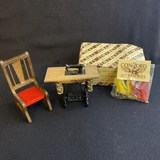 Vintage Dollhouse Sewing Machine Chair furniture 1:12 Concord Miniatures Hangers