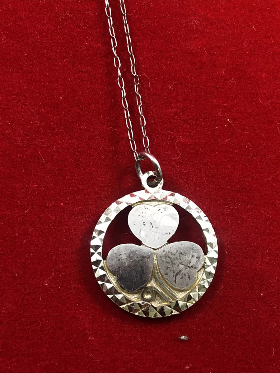 Georg Jensen Ltd Sterling Silver 22” Necklace Three Leaf Clover Heart Petals