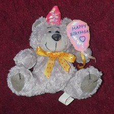 Happy Birthday Ballon Bär mit Mütze und gelber Fliege 