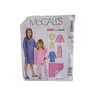 Girl's Gown Pajamas Sleep Top Pants Shorts Blanket Sewing Pattern CUT M L XL