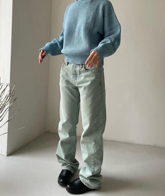 Hope Stockholm Women Rush Jeans 27W Aqua Bio Tint Green Relaxed Bootcut $510 Y2K