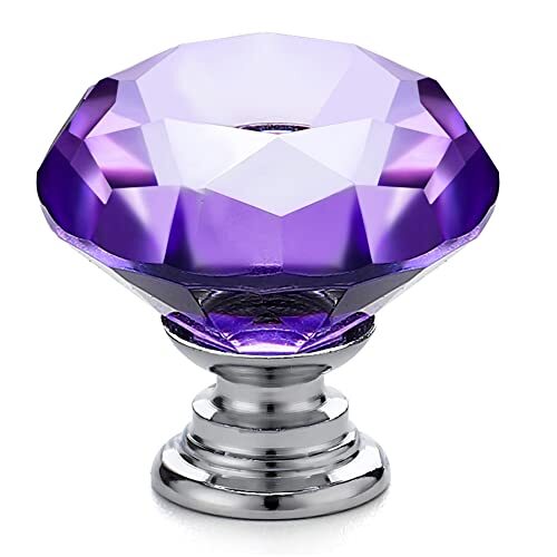 Ravinte 10 Pack Purple Crystal Knobs for Dresser Drawers Glass